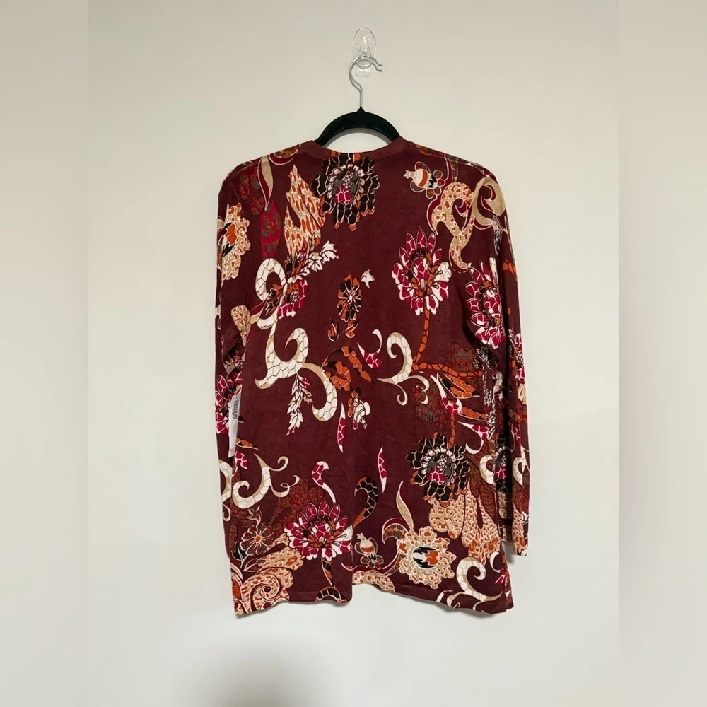 Chico’s Mixed Soiree Long Sleeve Open Cardigan Size 1 Medium NWT Cashmere Blend
